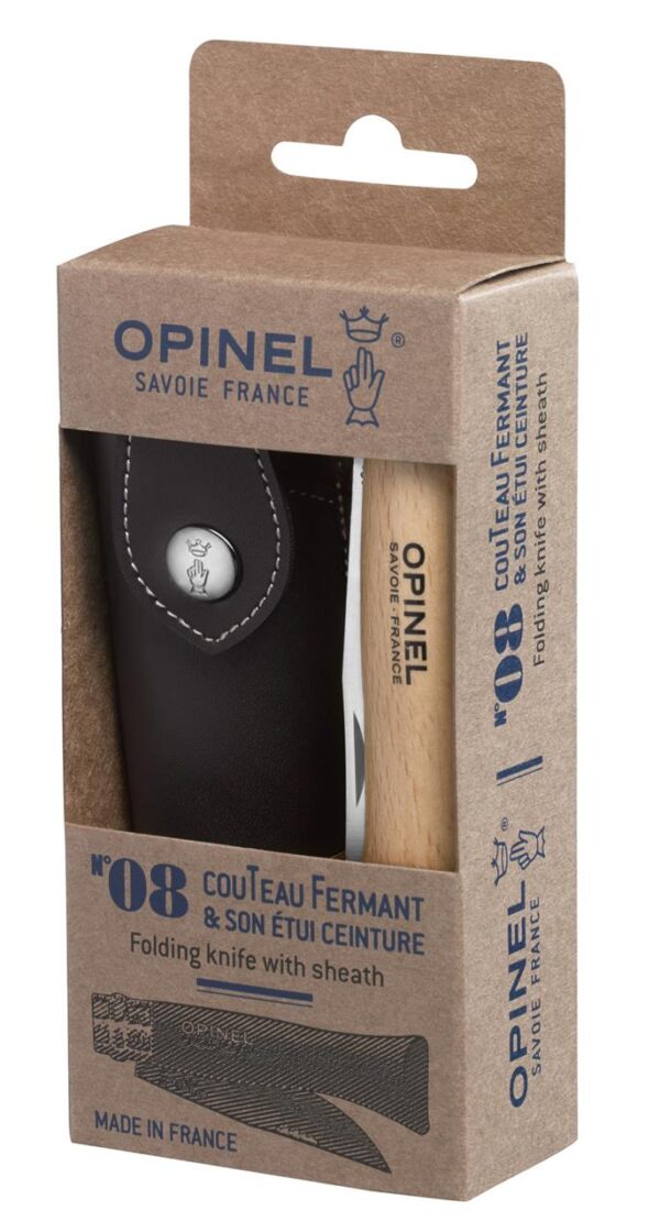 Opinel No. 8 Stainless Steel Knife with Alpine Sport Sheath - 8.5cm
