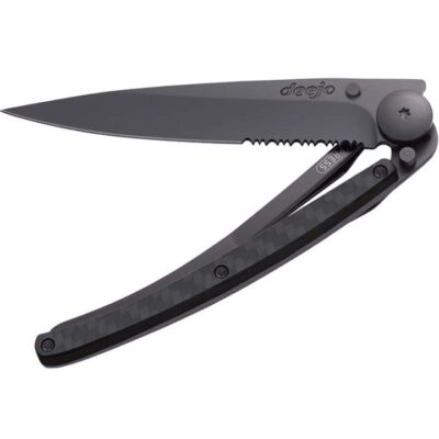 Deejo One Hand Knife - Black Carbon Fibre