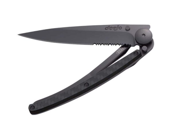 Deejo One Hand Knife - Black Carbon Fibre