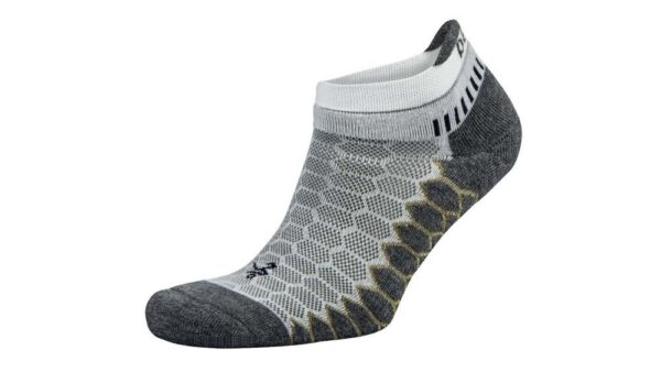 Balega Silver Performance Runner No Show Unisex Running Socks - White/Grey - L