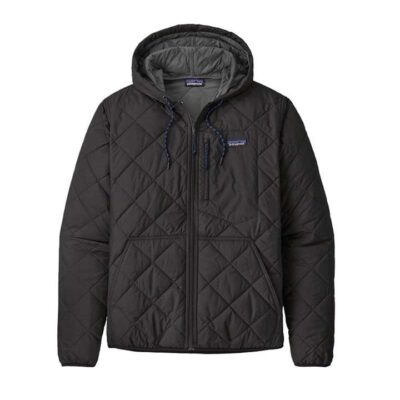 Patagonia Diamond Quilted Bomber Mens Insulated Hooded Jacket - Black - S