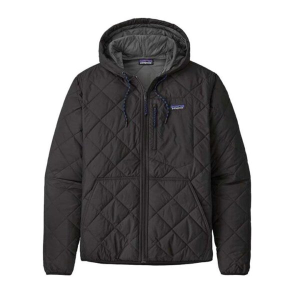 Patagonia Diamond Quilted Bomber Mens Insulated Hooded Jacket - Black - S