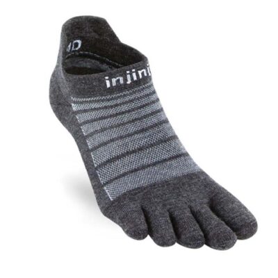 Injinji Run Lightweight No-Show NuWool Unisex Toe Socks - Slate - Large