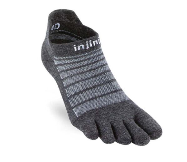 Injinji Run Lightweight No-Show NuWool Unisex Toe Socks - Slate - Small