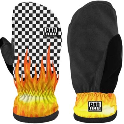 Rad Gloves Squad Insulated Unisex Snow Mittens - Checkered Flames - S