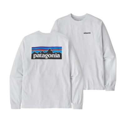 Patagonia P-6 Logo Responsibili-Tee Mens L/S T-Shirt - White - M