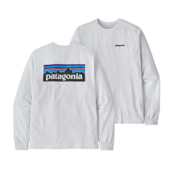 Patagonia P-6 Logo Responsibili-Tee Mens L/S T-Shirt - White - XL