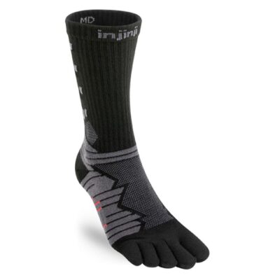 Injinji Ultra Run Unisex Running Crew Toe Socks - Obsidian - Medium