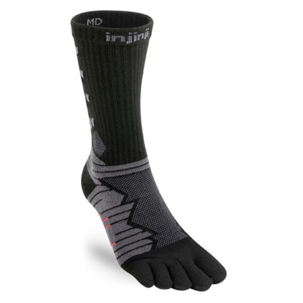 Injinji Ultra Run Unisex Running Crew Toe Socks - Obsidian - Small