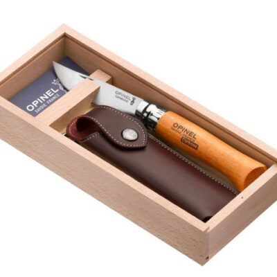 Opinel No. 8 Carbon Steel Beech Knife and Sheath - 8.5cm