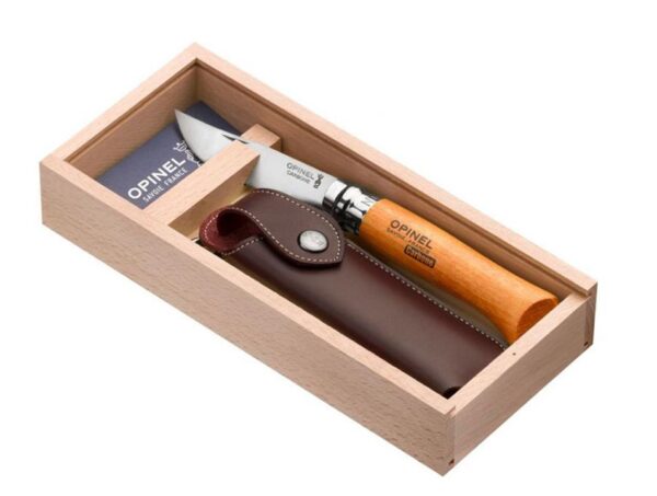 Opinel No. 8 Carbon Steel Beech Knife and Sheath - 8.5cm