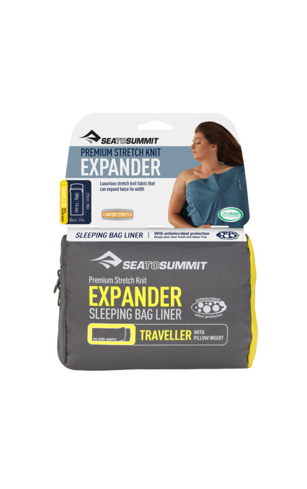 Sea to Summit Expander Sleeping Bag Liner - Navy Blue - Traveller w/ Pillow Slip