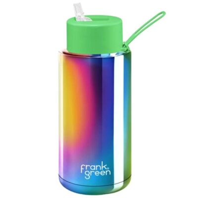 Frank Green Reusable Ceramic Water Bottle - 1000ml - Rainbow/Neon Green