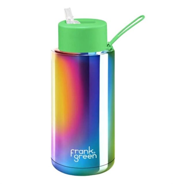 Frank Green Reusable Ceramic Water Bottle - 1000ml - Rainbow/Neon Green