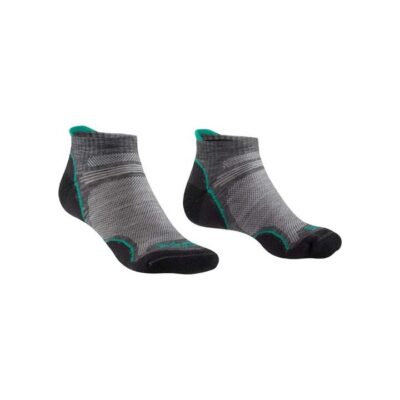 Bridgedale Ultralight T2 Merino Performance Ankle Womens Hiking Socks - Mid Grey/Surf - Lg