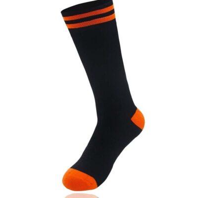 Antu Merino Wool Mid Calf Length Unisex Waterproof Socks - Black/Orange - L