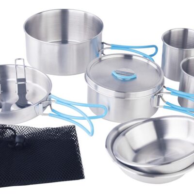 Traverse 9 piece Stainless Steel Camping Cookset
