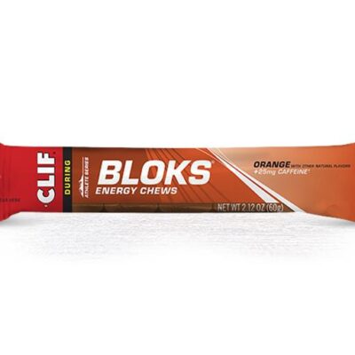 Clif Shot Bloks Energy Chew - Orange with 25mg Caffeine- Single