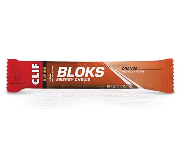 Clif Shot Bloks Energy Chew - Orange with 25mg Caffeine- Single