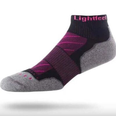 Lightfeet EVOLUTION Mini Crew Unisex Running Socks - Black Fluro Pink - S