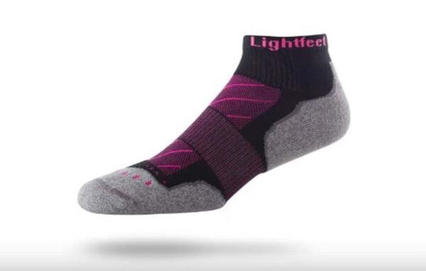 Lightfeet EVOLUTION Mini Crew Unisex Running Socks - Black Fluro Pink - S