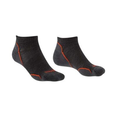 Bridgedale Ultralight T2 Merino Performance Ankle Mens Hiking Socks - Anthracite/Orange - Lg