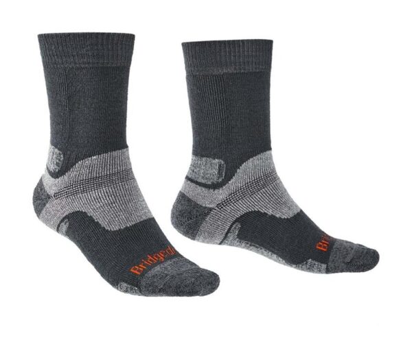 Bridgedale Hike Midweight Performance Mens Crew Socks- Gunmetal - L