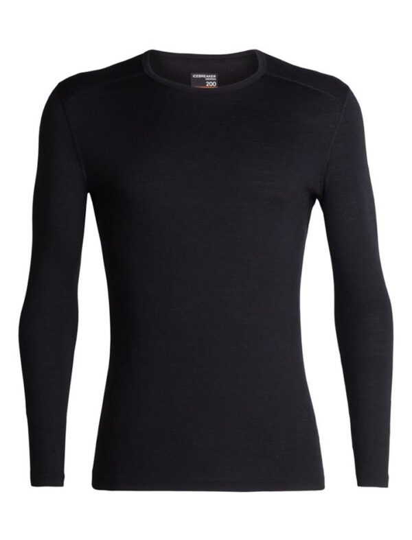 Icebreaker 200 Oasis Mens Long Sleeve Merino Thermal Crewe - Black - M