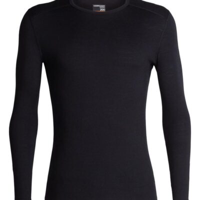 Icebreaker 200 Oasis Mens Long Sleeve Merino Thermal Crewe - Black - XL