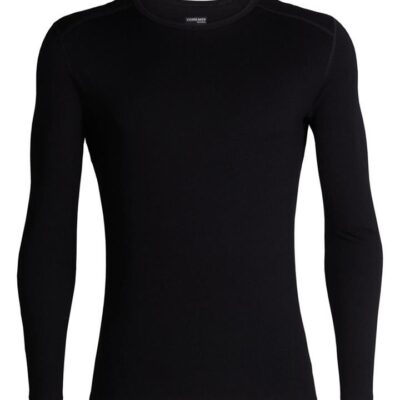 Icebreaker 260 Tech Mens Long Sleeve Merino Thermal Crewe - Black - L