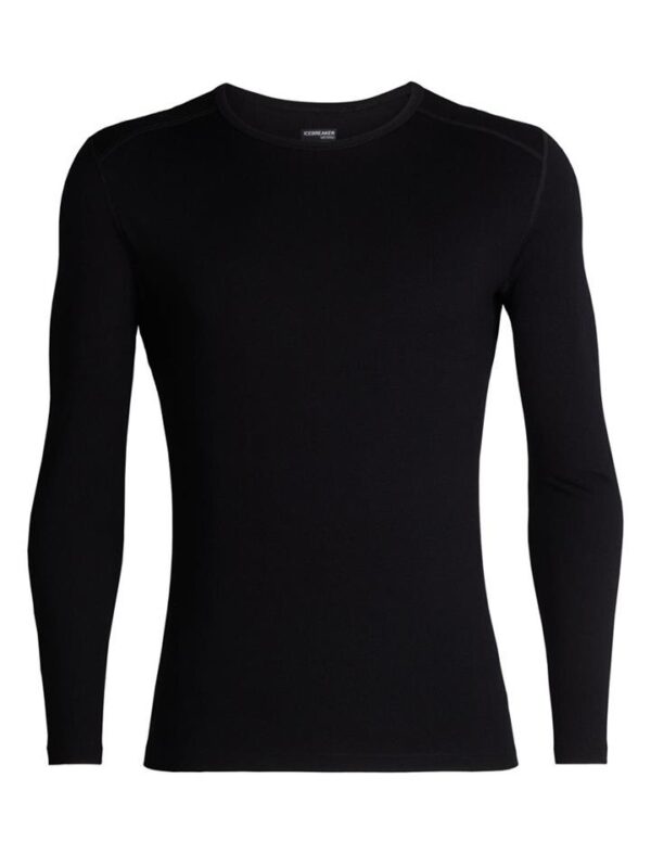Icebreaker 260 Tech Mens Long Sleeve Merino Thermal Crewe - Black - L