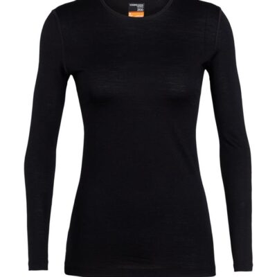 Icebreaker Oasis 200 Womens Long Sleeve Thermal Base Layer Crewe - Black - XL