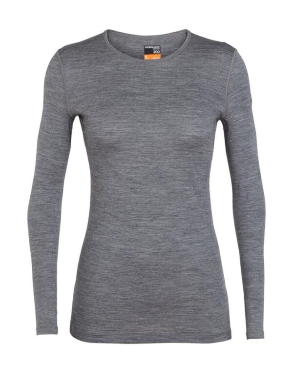 Icebreaker Oasis 200 Womens Long Sleeve Thermal Base Layer Crewe - Gritstone Heather - M