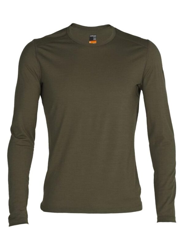 Icebreaker Merino 200 Oasis Long Sleeve Crewe Thermal Mens Top - Loden - L