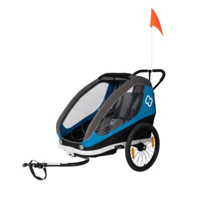 Hamax Traveller Double Bike Trailer and Stroller - Blue/Grey