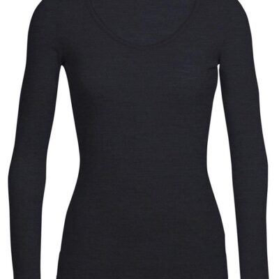 Icebreaker Siren Womens Sweetheart Long Sleeve Merino T-Shirt - Black - XL