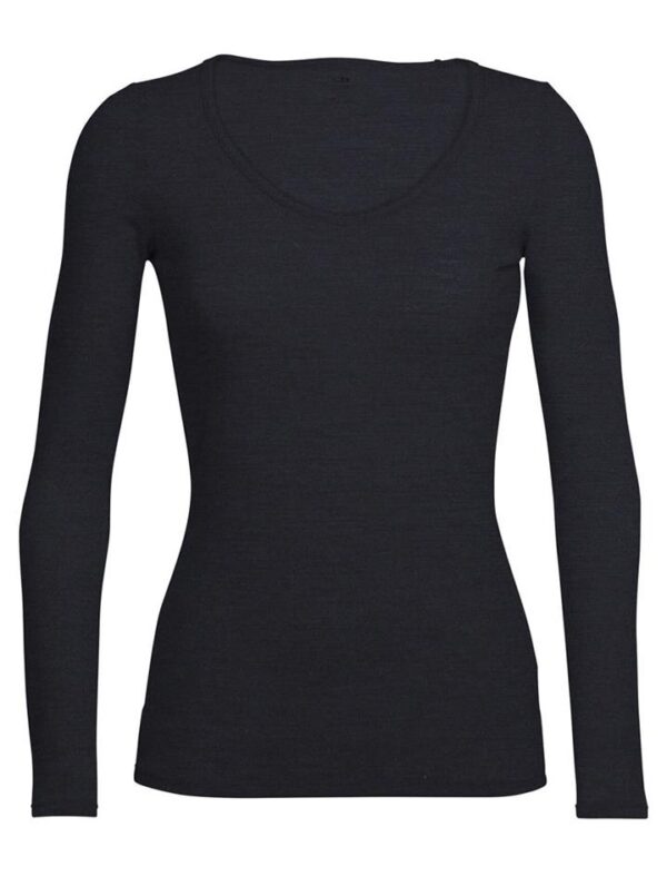 Icebreaker Siren Womens Sweetheart Long Sleeve Merino T-Shirt - Black - XL