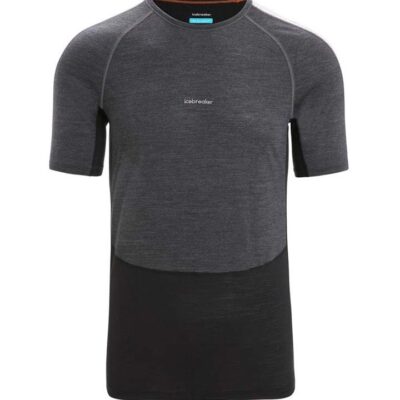 Icebreaker 125 ZoneKnit SS Crewe Mens Thermal Top - Jet Heather/Black - S