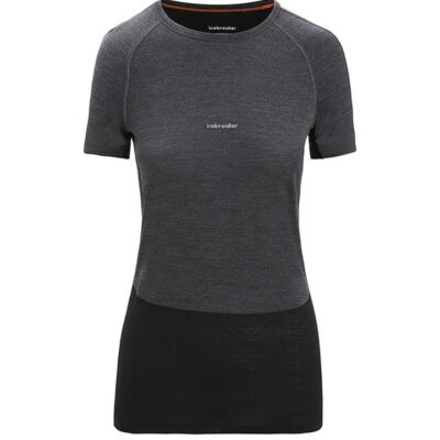 Icebreaker 125 ZoneKnit SS Crewe Womens Thermal Top - Jet Heather/Black - L