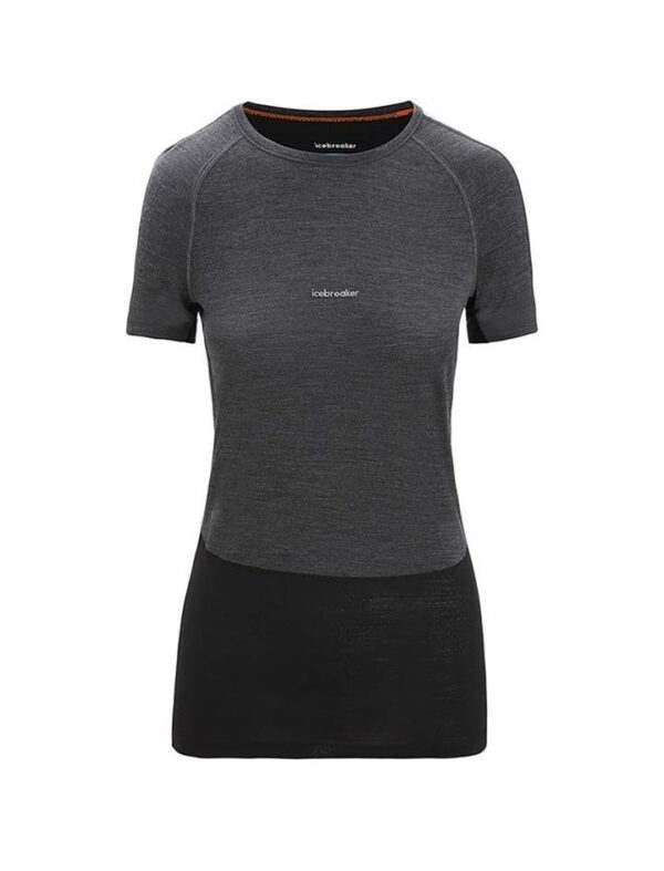 Icebreaker 125 ZoneKnit SS Crewe Womens Thermal Top - Jet Heather/Black - S