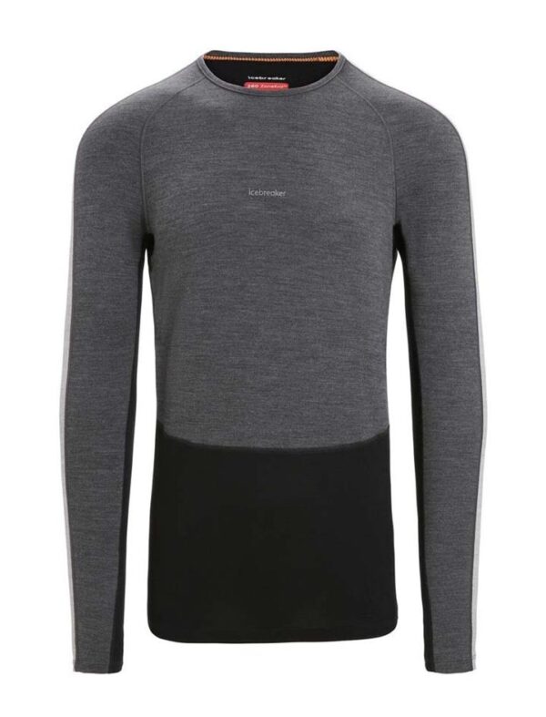 Icebreaker 260 ZoneKnit LS Crewe Mens Thermal Top - Jet Heather/Black - L