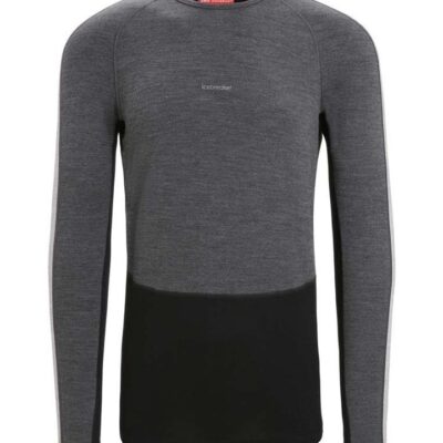 Icebreaker 260 ZoneKnit LS Crewe Mens Thermal Top - Jet Heather/Black - M