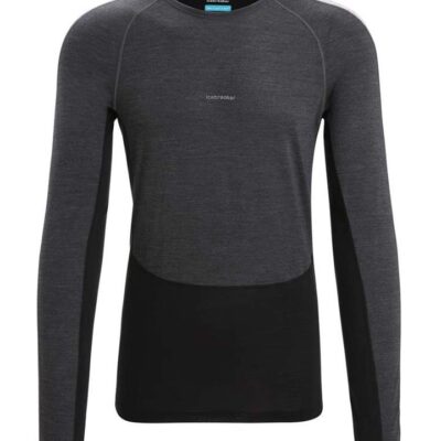 Icebreaker 125 ZoneKnit LS Crewe Mens Thermal Top - Jet Heather/Black - S