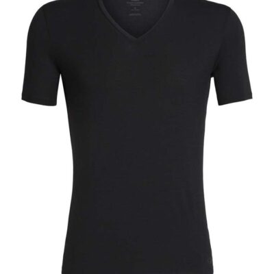Icebreaker Merino Anatomica SS V Neck Mens T-Shirt - Black - XXL