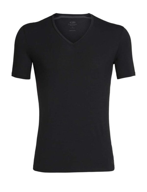 Icebreaker Merino Anatomica SS V Neck Mens T-Shirt - Black - XXL