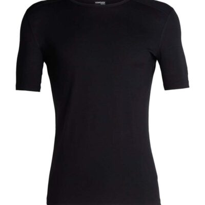 Icebreaker 200 Oasis Mens Short Sleeve Merino Thermal Crewe Top - Black - S
