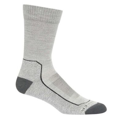 Icebreaker Merino Hike+ Light Crew Mens Hiking Socks - Blizzard Heather - L