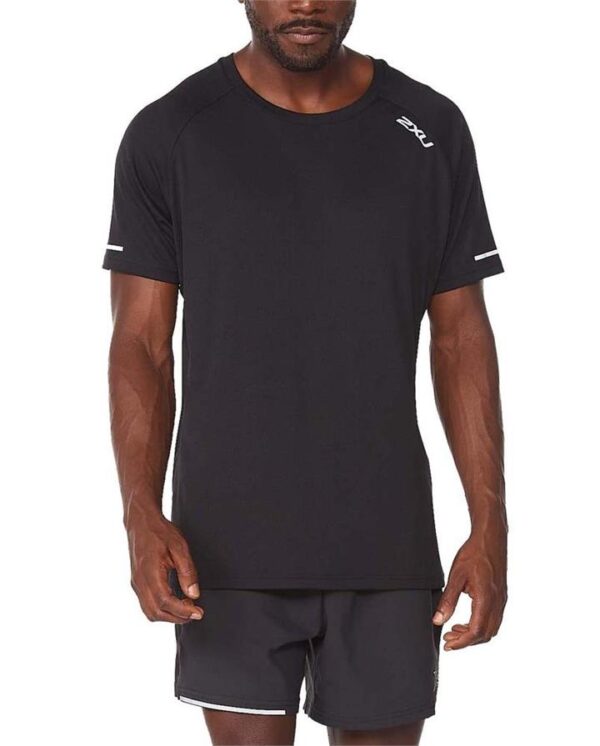 2XU Aero Mens Running T-Shirt - Black/Silver Reflective - S