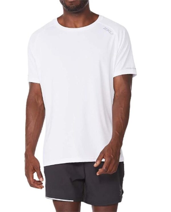 2XU Aero Mens Running T-Shirt - White/Silver Reflective - L