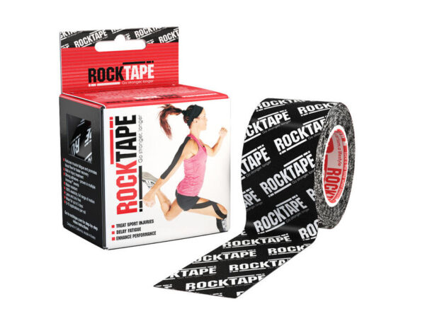 RockTape Logo Kinesiology Tape Roll - Black - 5cm x 5m